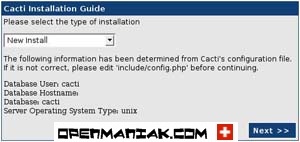 cacti installation guide 		Select upgrade or new install