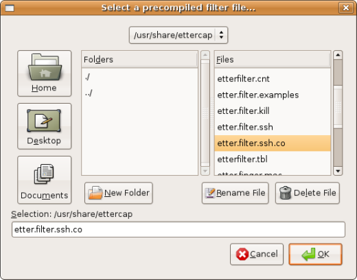 ettercap load ssh downgrade filter file