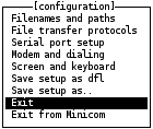 minicom configuration exit