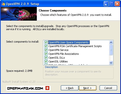 openmaniak openvpn installation wizard choose components