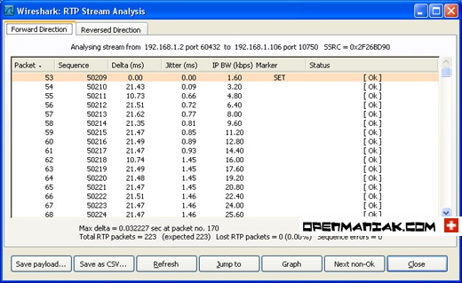 wireshark RTP analysis stream