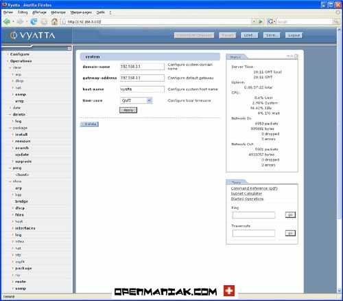 vyatta web plate-forme operational mode