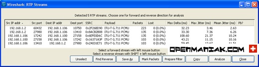 wireshark RTP all streams
